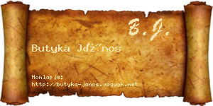 Butyka János névjegykártya